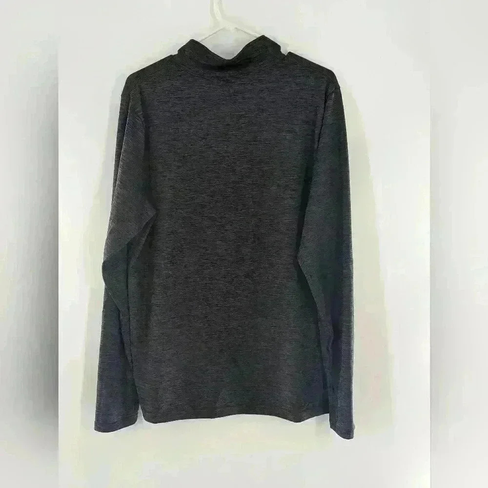 Reebok Men's Medium Mock Neck Charcoal Gray Small Zip Thumb Hole pullover - Picture 4 of 9